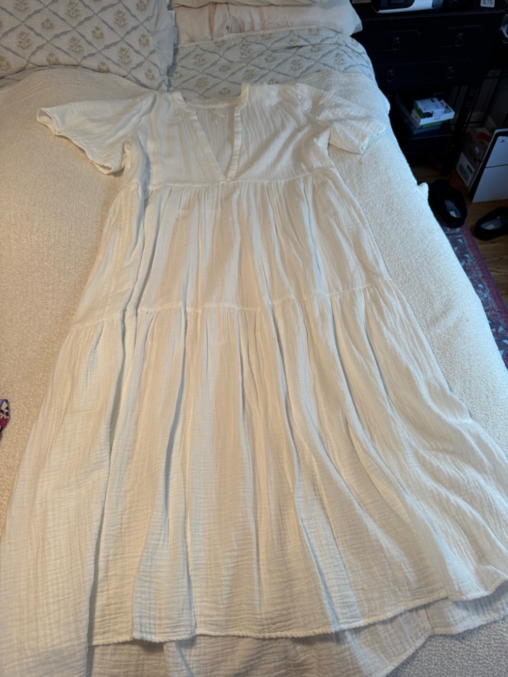 Anthropologie Ivory Gauze Tiered Maxi Dress